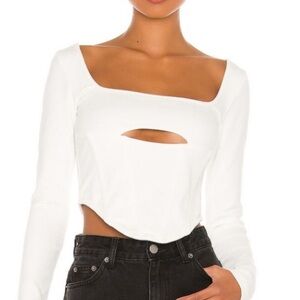 ATOIR White Structured Long-sleeved Crop Top - Size 6